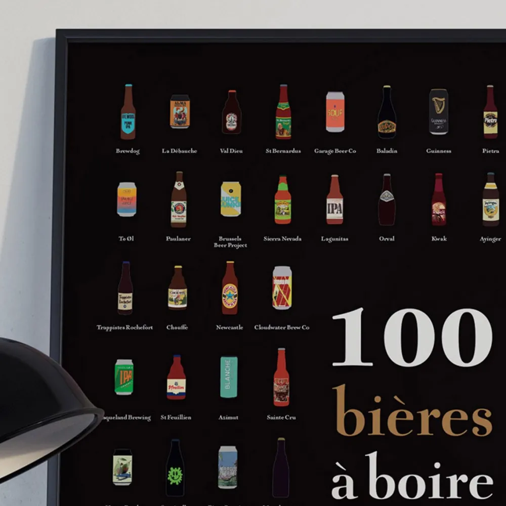 Les Raffineurs Affiche à gratter - 100 bières à boire dans sa vie