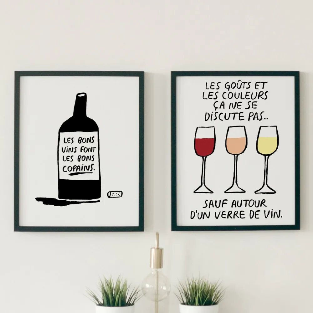 Les Raffineurs Affiche llustrée vin copain - Les goûts et les couleurs