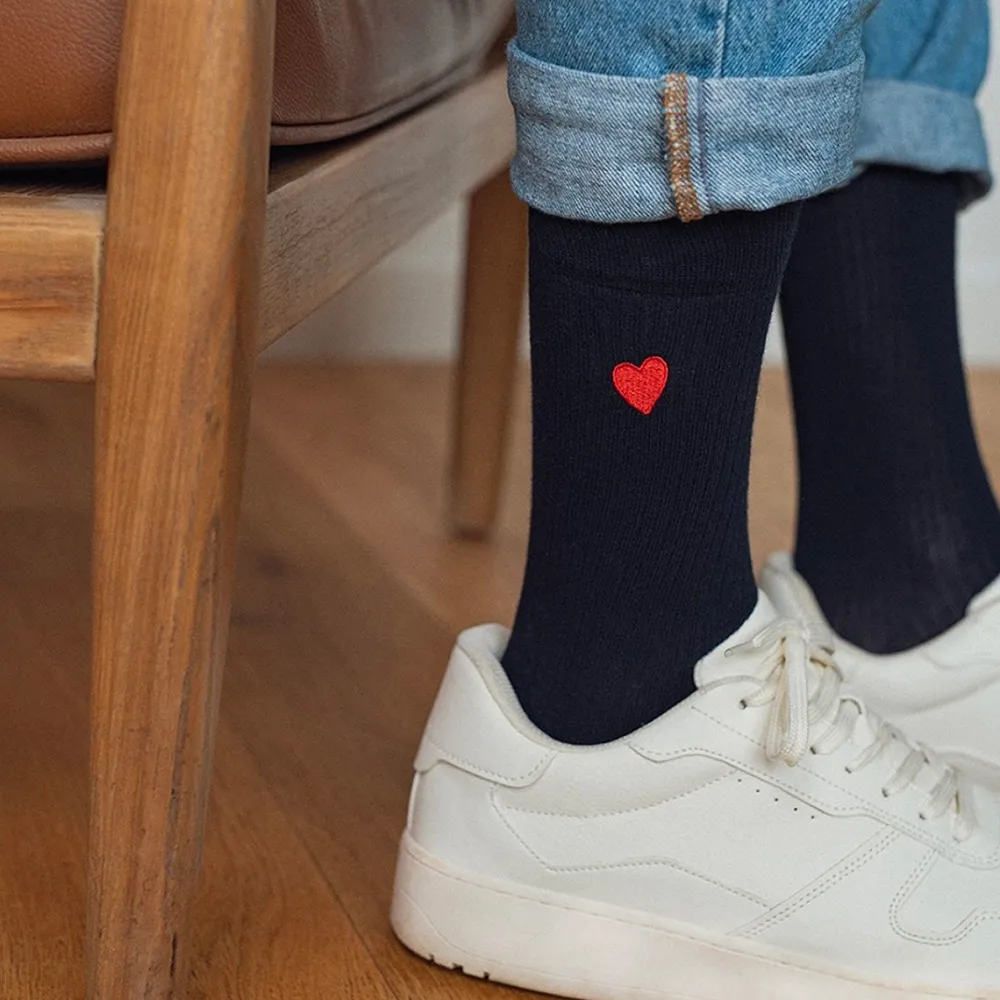 Femme Les Raffineurs Chaussettes brodées Coeur homme & femme