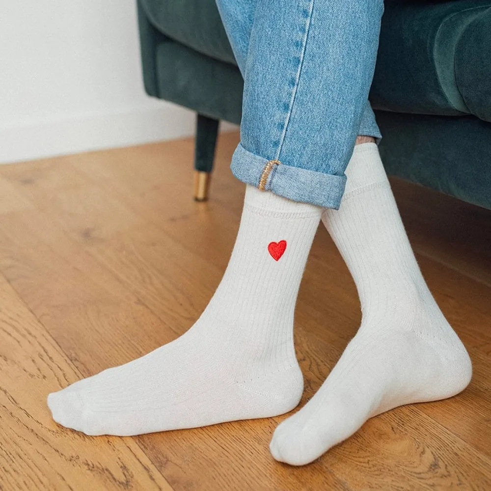 Femme Les Raffineurs Chaussettes brodées Coeur homme & femme