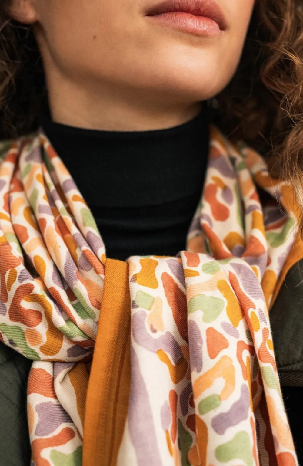 Enfant/Femme Les Raffineurs Foulard duo Formes colorées - Ocre
