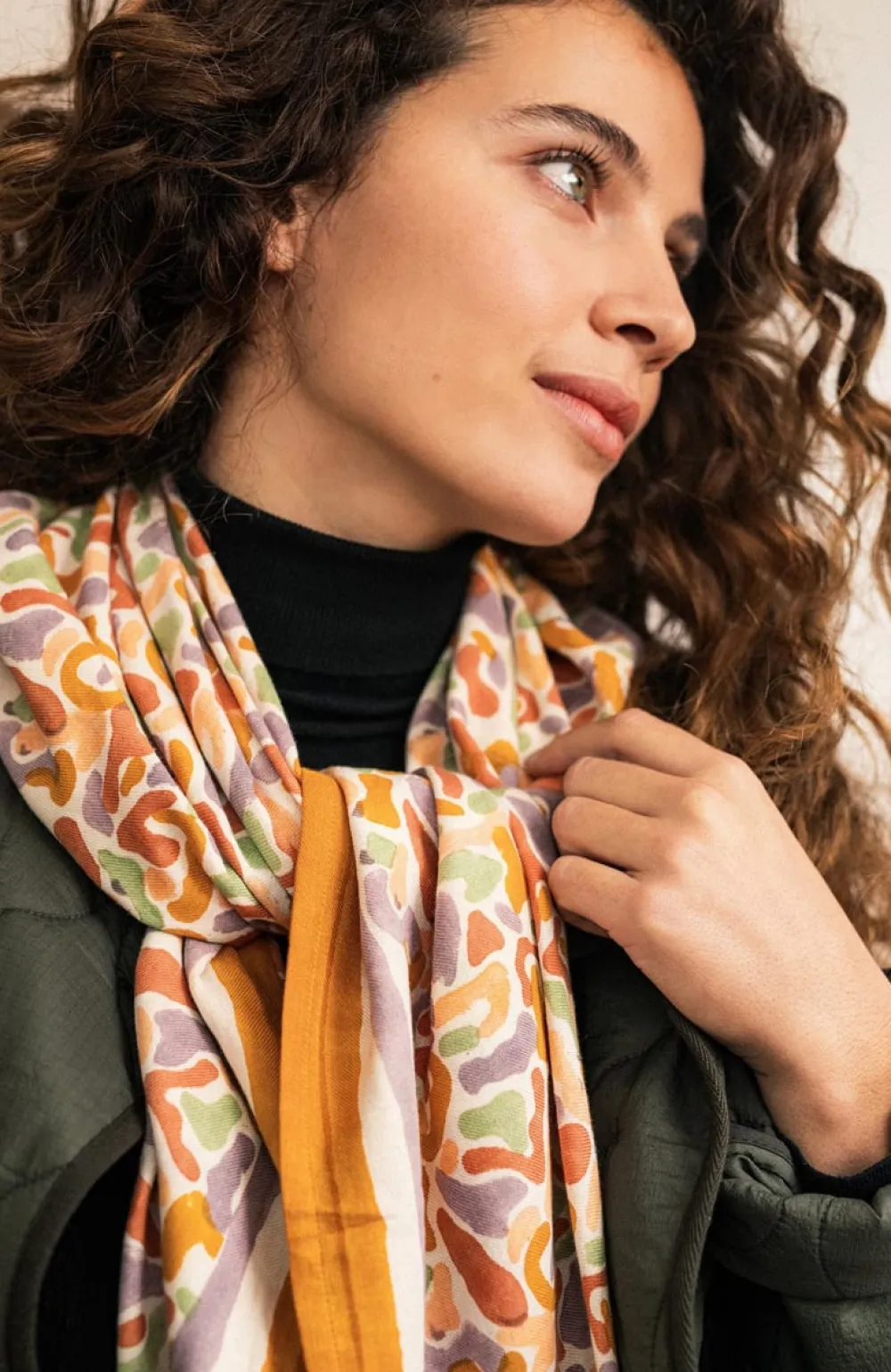 Enfant/Femme Les Raffineurs Foulard duo Formes colorées - Ocre