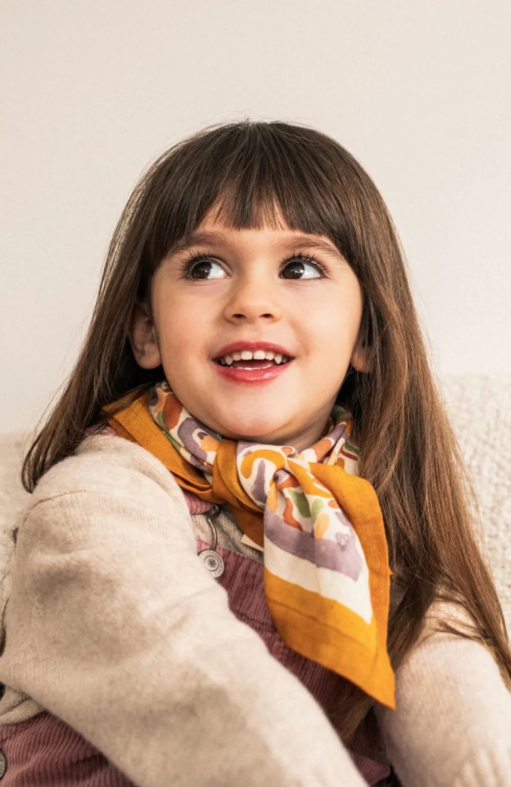 Enfant/Femme Les Raffineurs Foulard duo Formes colorées - Ocre