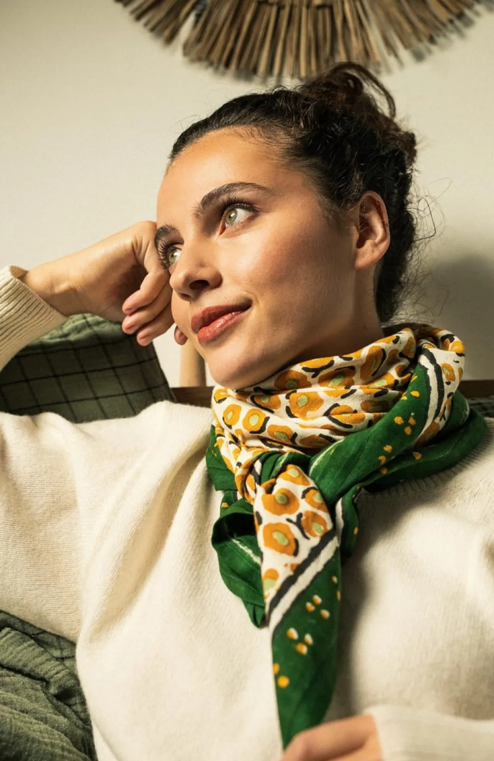 Enfant/Femme Les Raffineurs Foulard duo Léopard - Vert