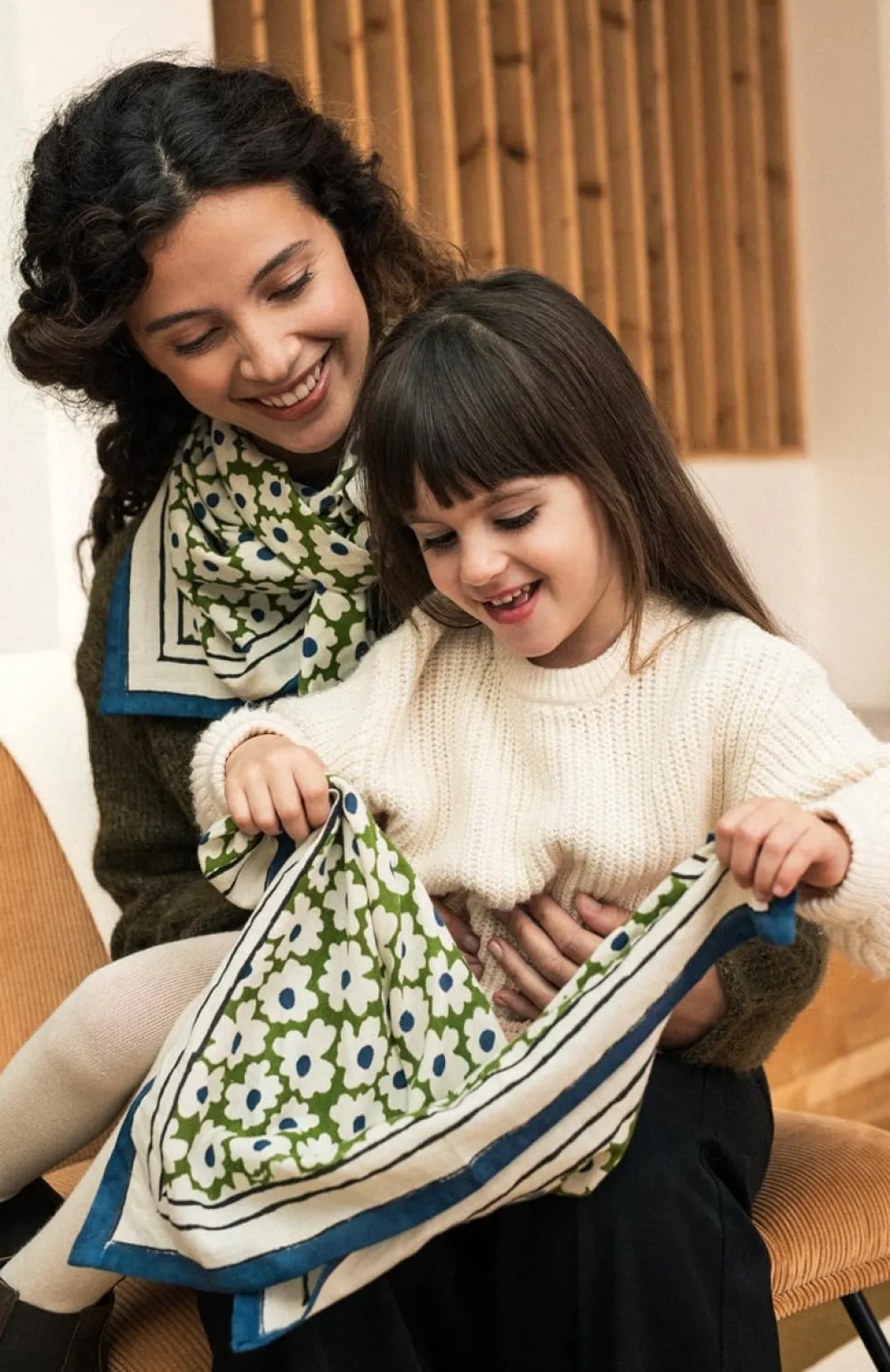 Enfant/Femme Les Raffineurs Foulard duo Marguerite - Vert