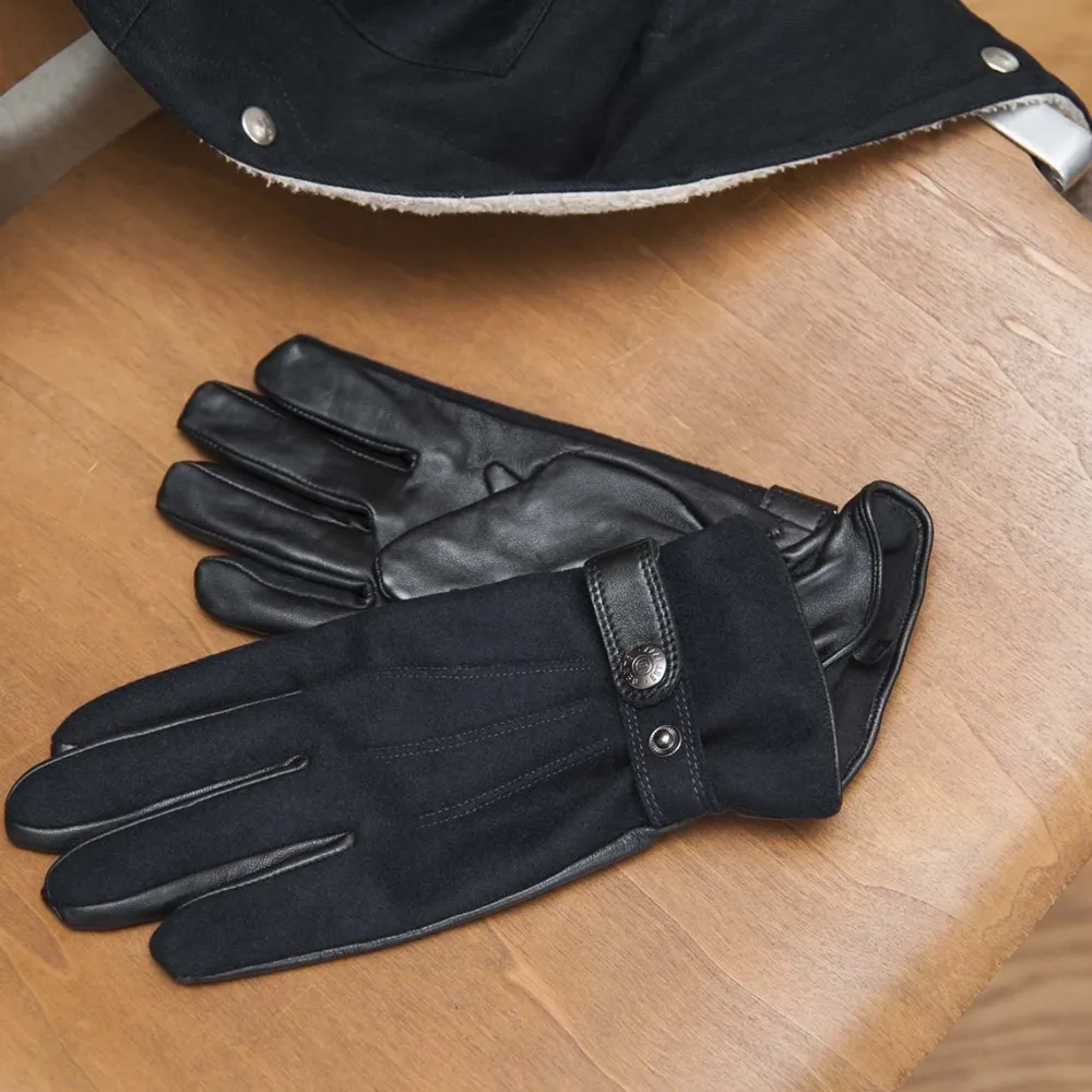 Homme Les Raffineurs Gants en cuir et flanelle by Dents