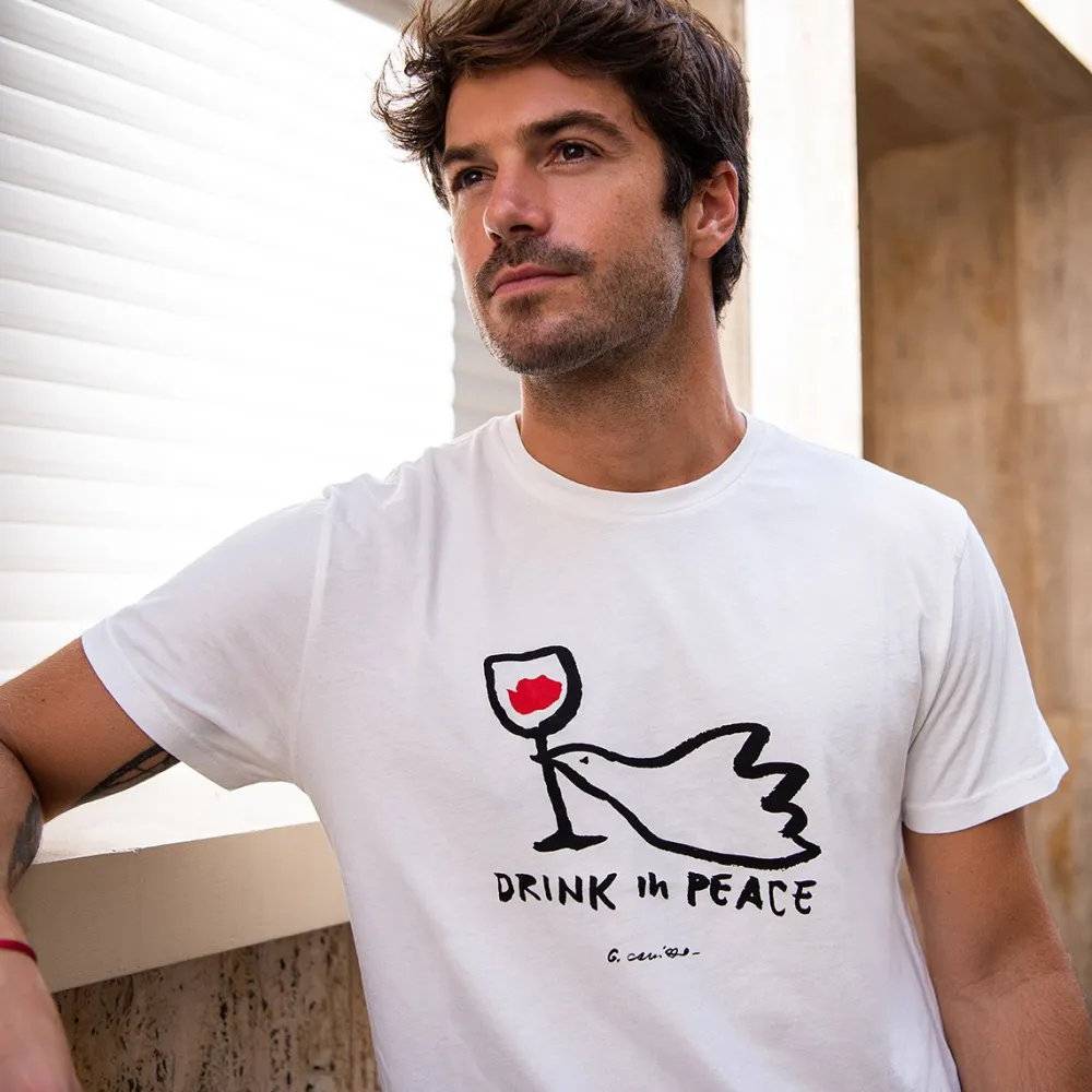 Femme Les Raffineurs T-shirt Drink in Peace blanc